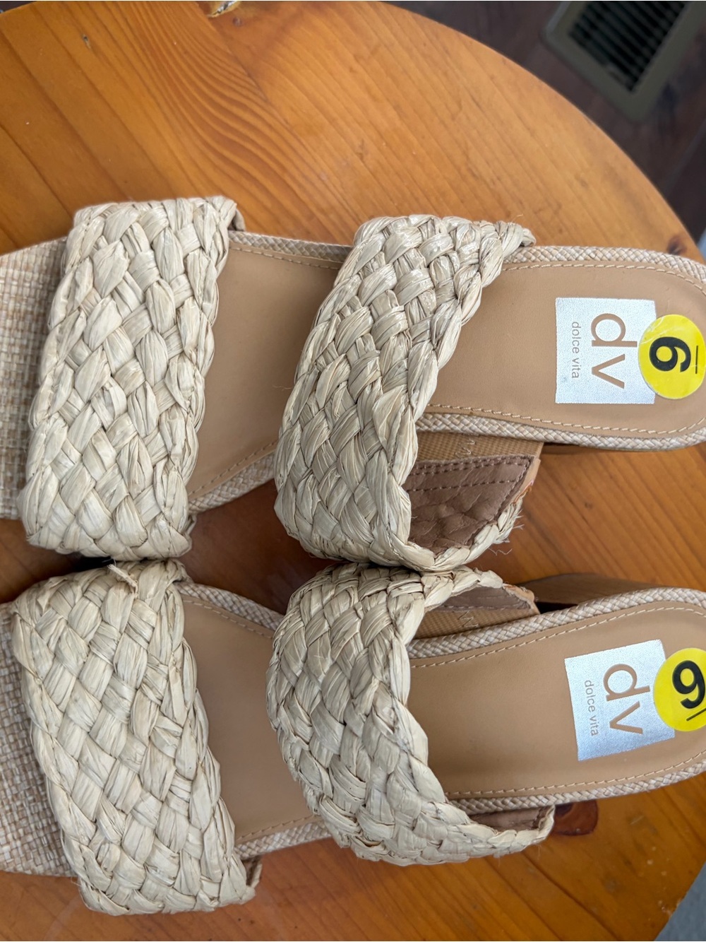 DV by Dolce Vita Beige Braided Double-Strap Slide Sandals